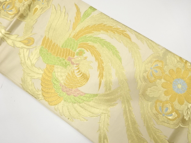 JAPANESE KIMONO / ANTIQUE FUKURO OBI / SILK / WOVEN FLOWER